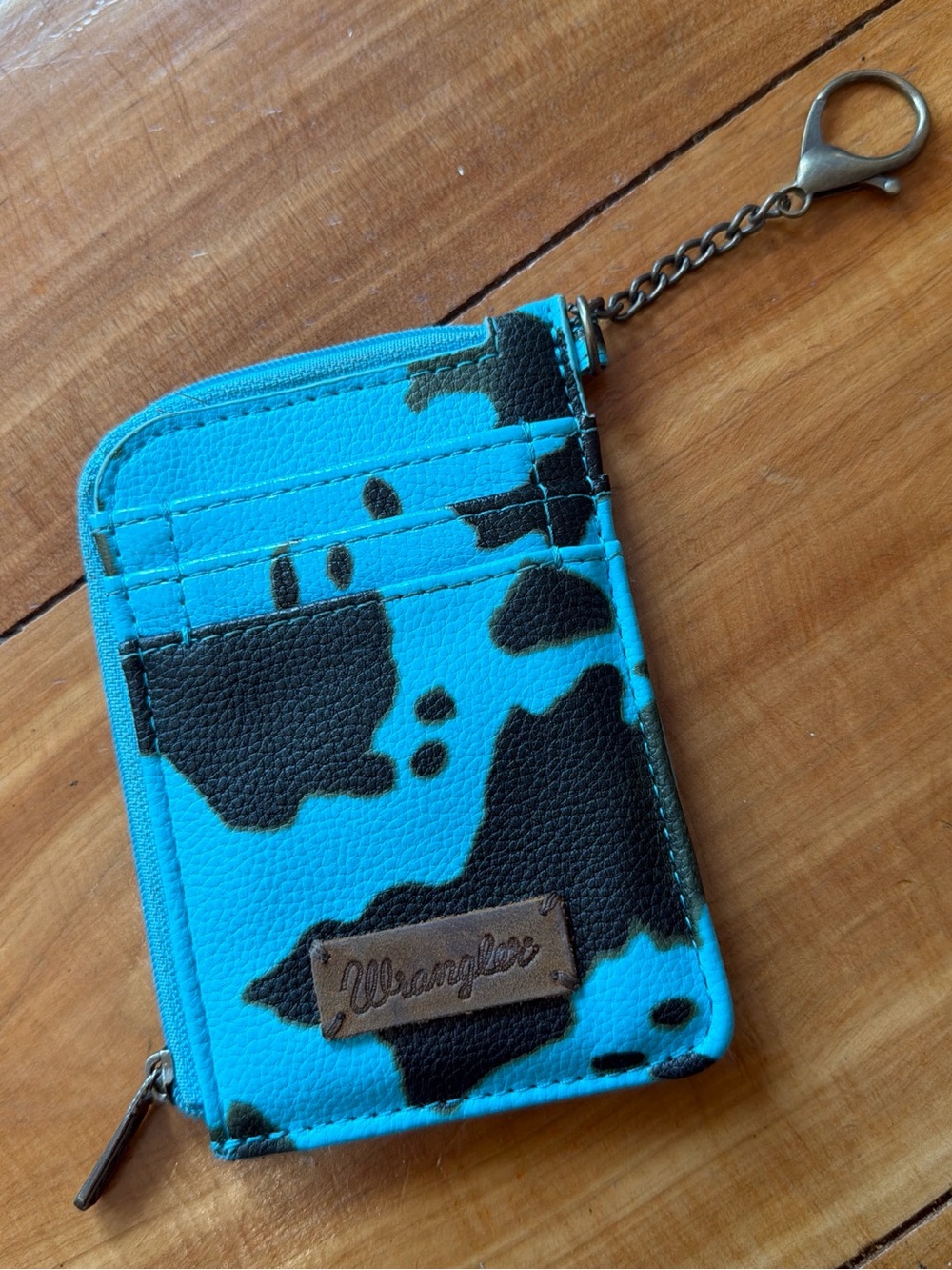 Wrangler Turquoise and Black Cowprint CardHolder Keychain 🩵🖤🩵🖤
